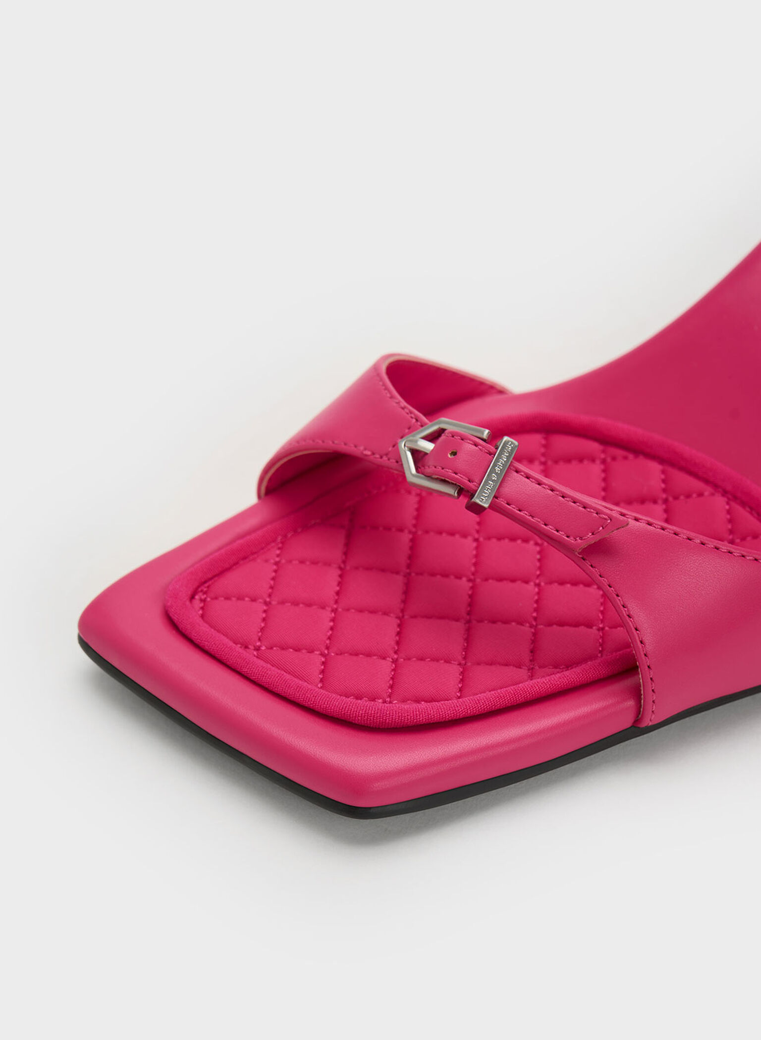 Sculptural Heel Buckled Sandals, Fuchsia, hi-res
