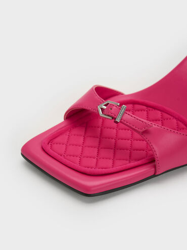 Sculptural Heel Buckled Sandals, Fuchsia, hi-res