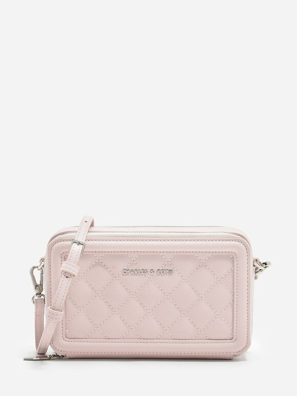 Quilted Long Wallet, Pink, hi-res