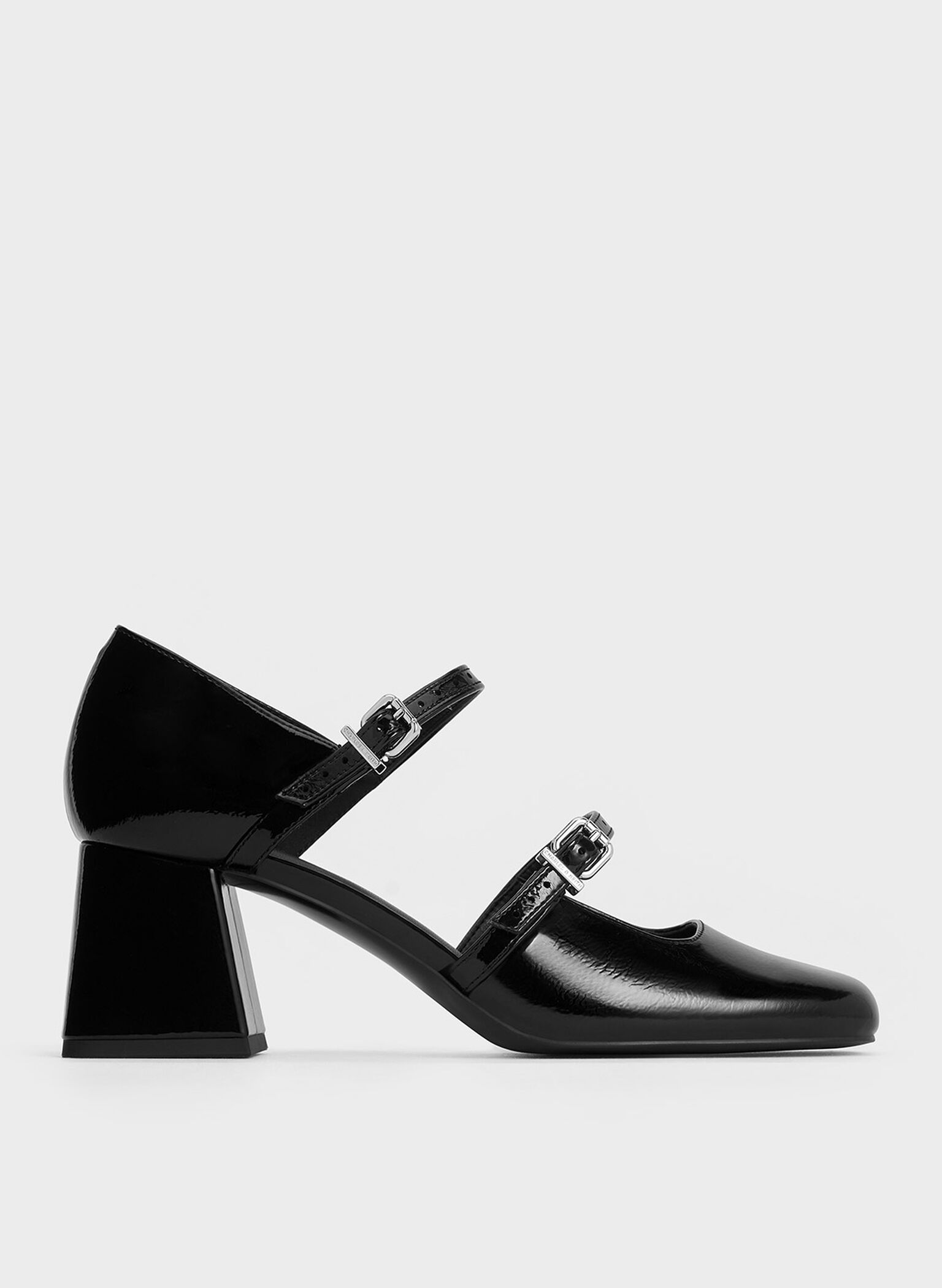 Patent Double-Strap D'Orsay Pumps, Black Patent, hi-res
