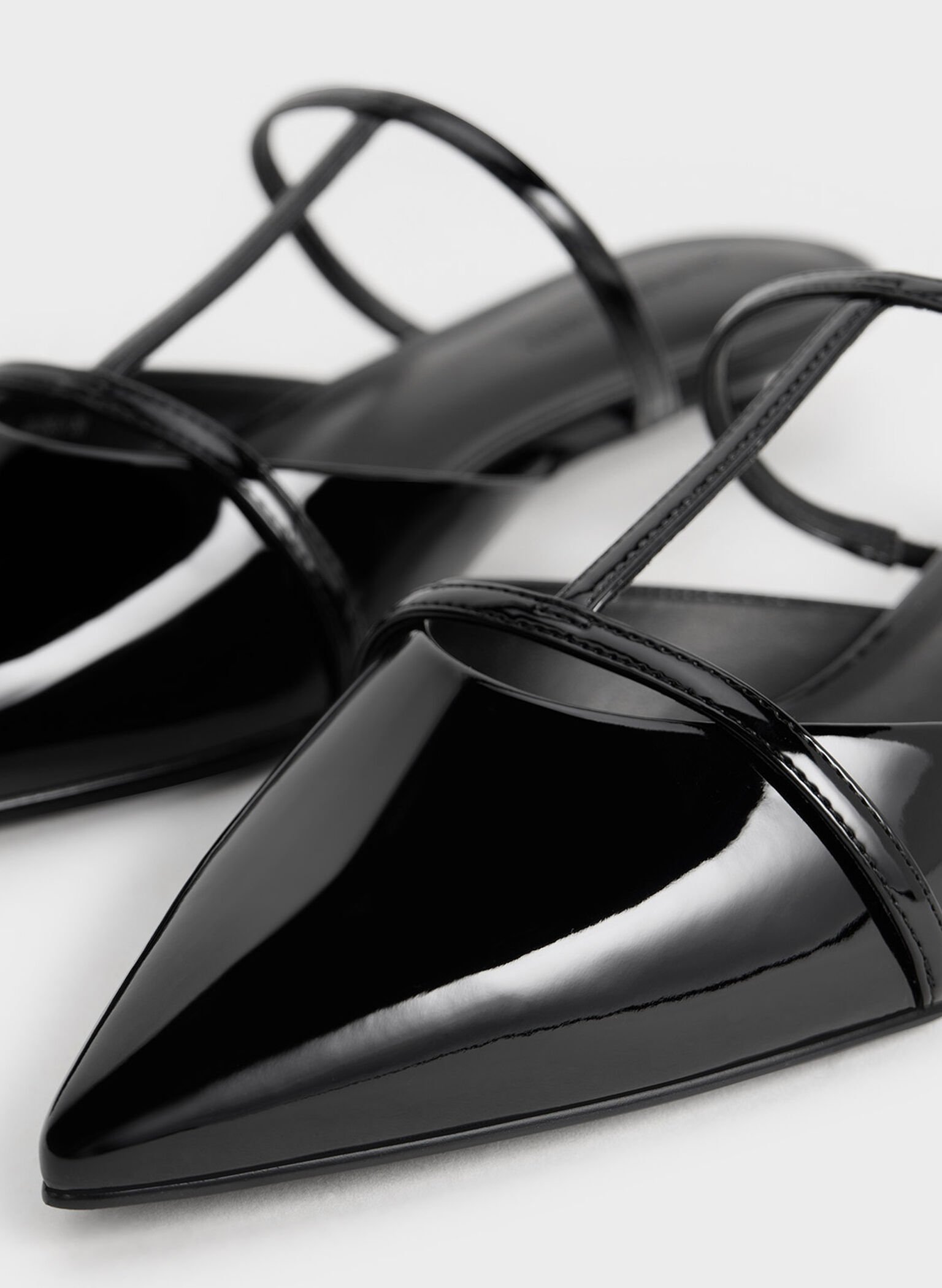 Clara T-Bar Pointed-Toe Mules, Black Box, hi-res