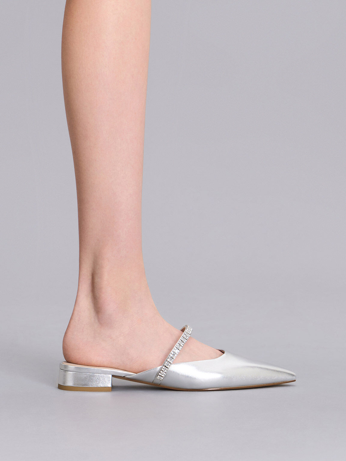 Ambrosia Gem Embellished Slip On Flats Silver