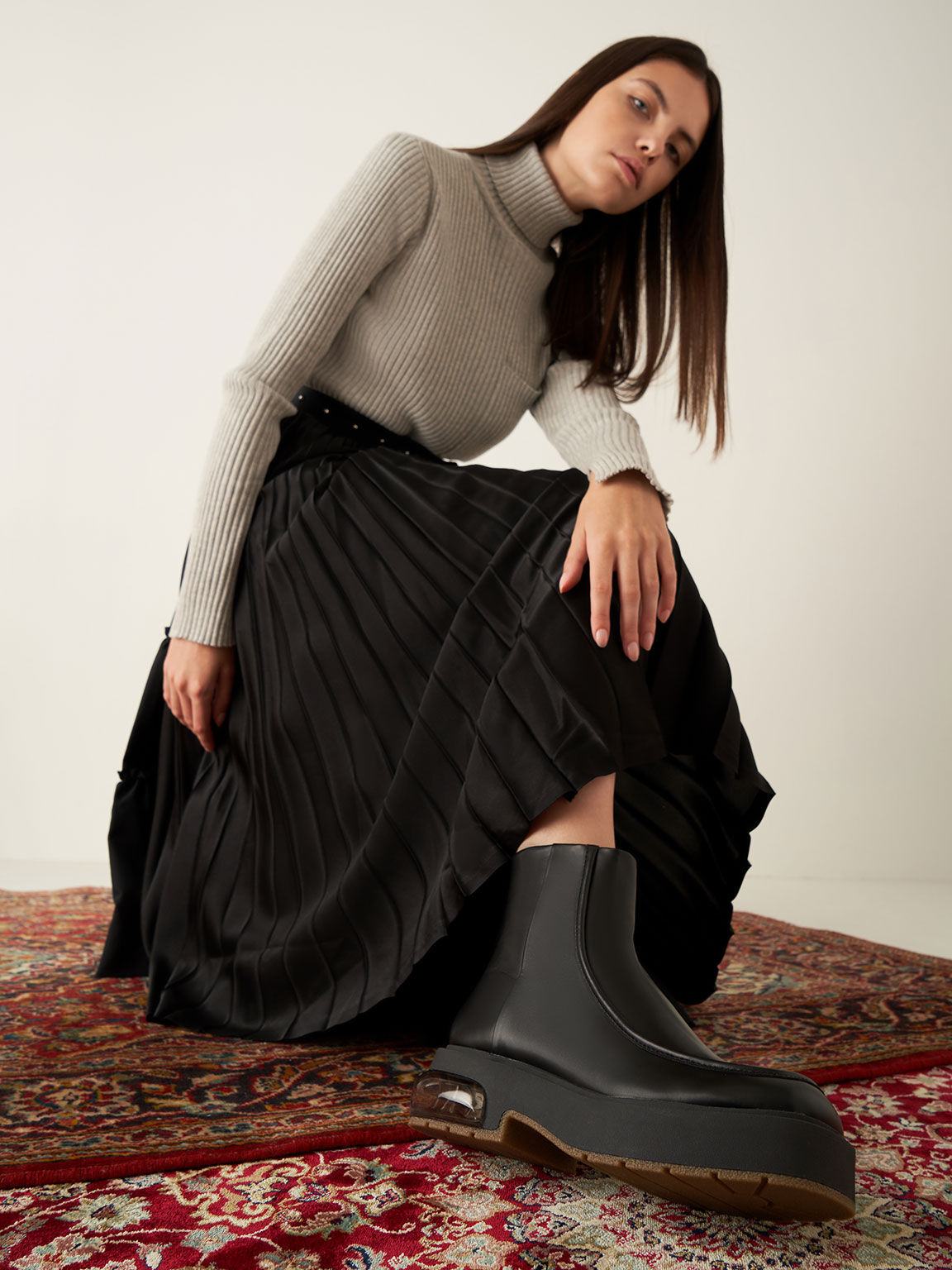 Collette Sculptural Heel Ankle Boots, Black, hi-res