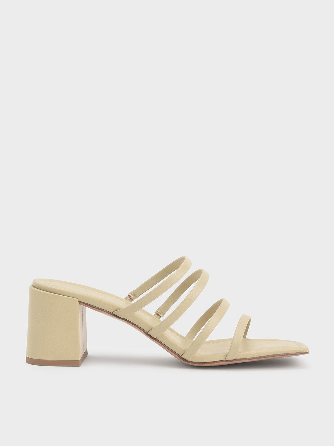 Strappy Square-Toe Heeled Mules, Sand, hi-res