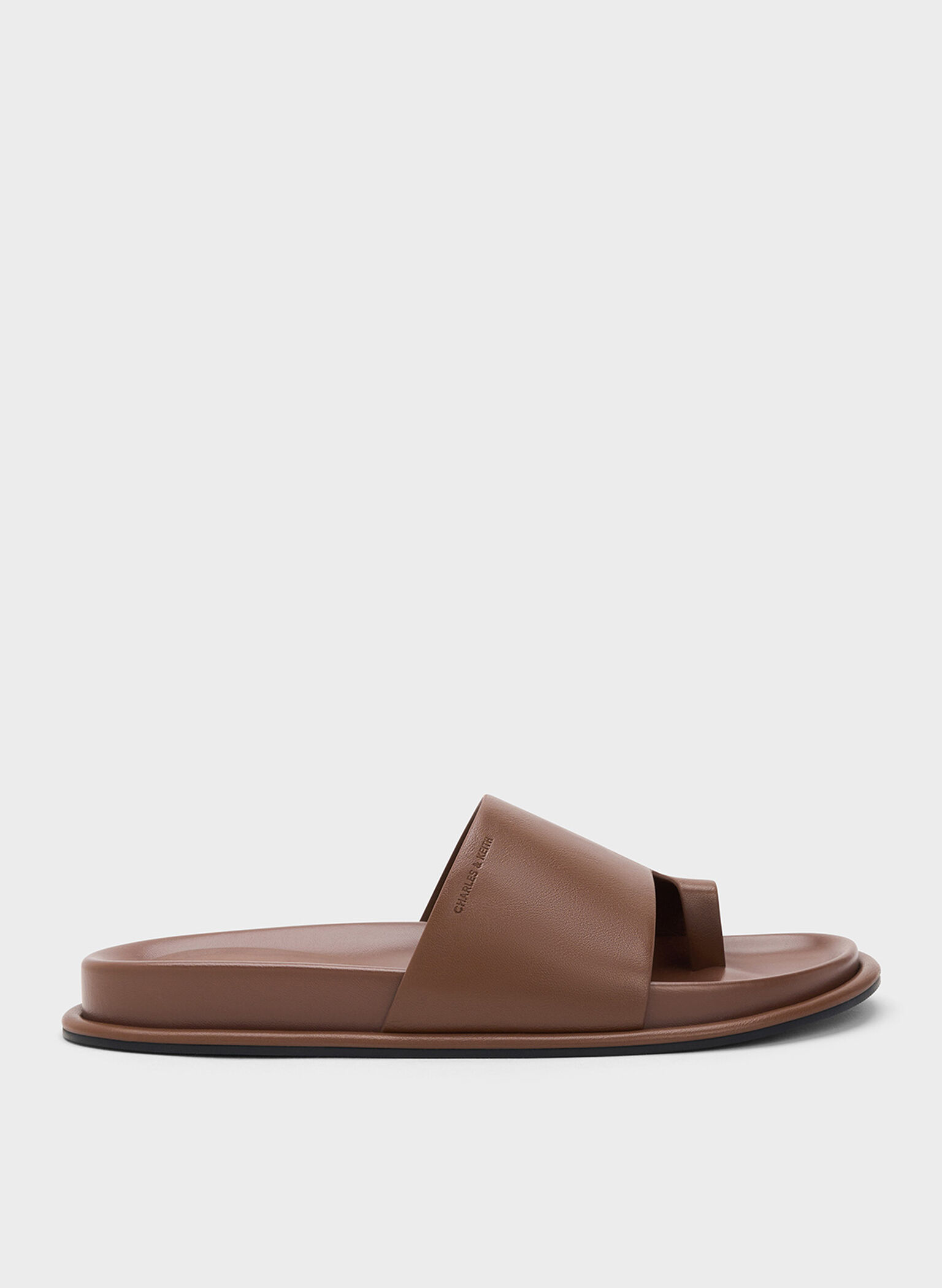 Wide-Strap Toe-Ring Sandals, Brown, hi-res