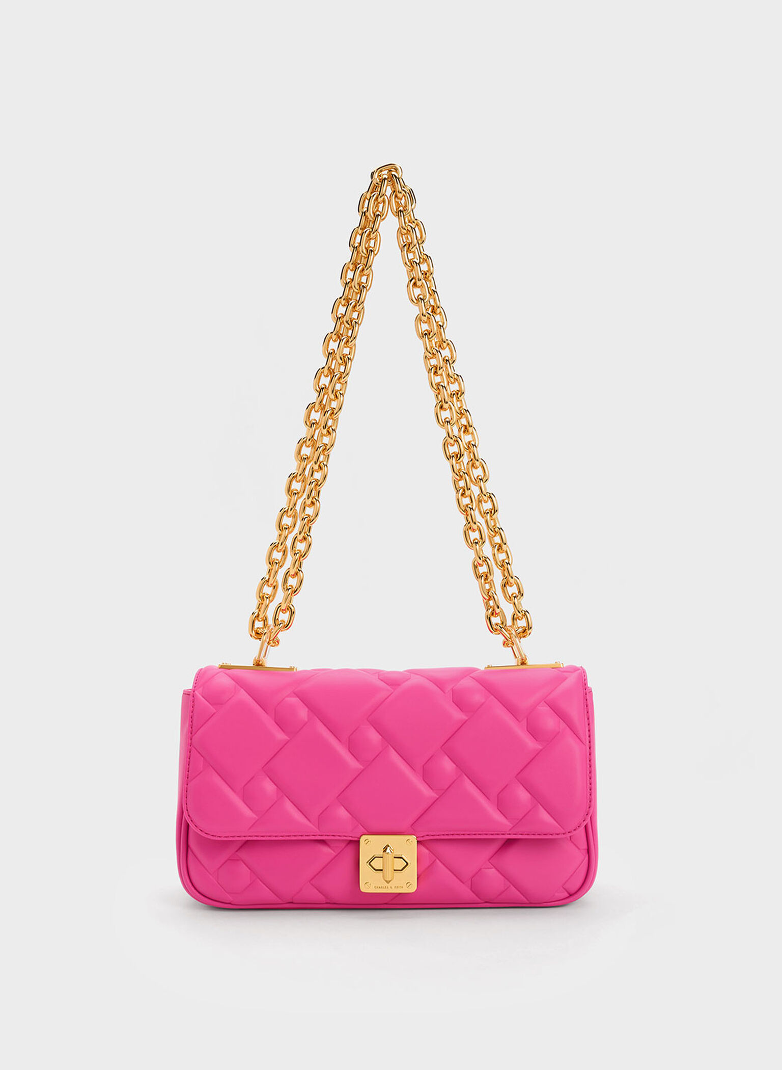 Tillie Quilted Chain Bag, Fuchsia, hi-res