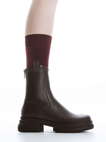 Elise Cowboy Platform Ankle Boots, Dark Brown, hi-res