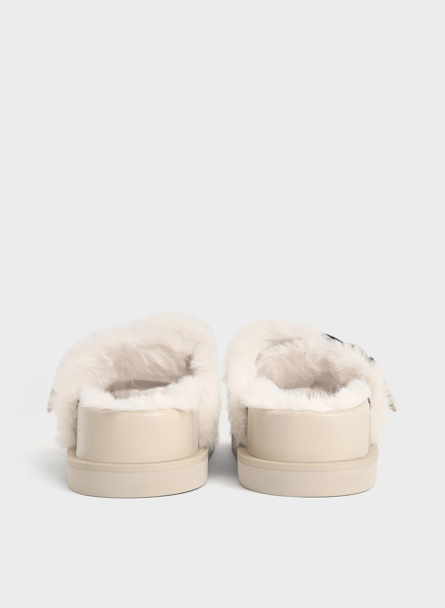 Hannah Furry Buckled Double-Strap Sandals, Beige, hi-res
