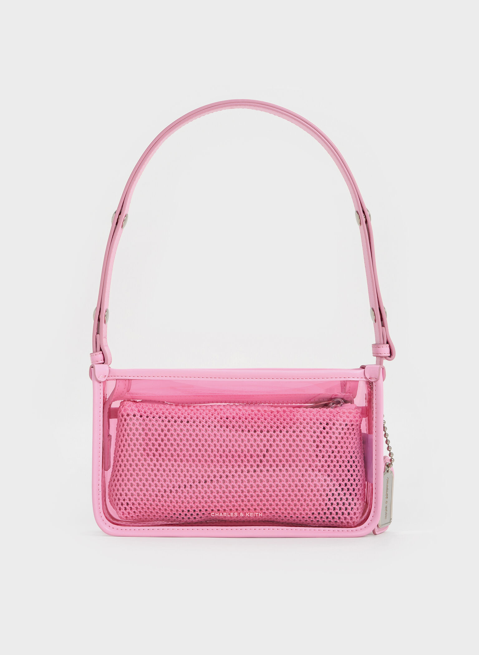 Norah See-Through Mesh Shoulder Bag, Bubble Gum Pink, hi-res