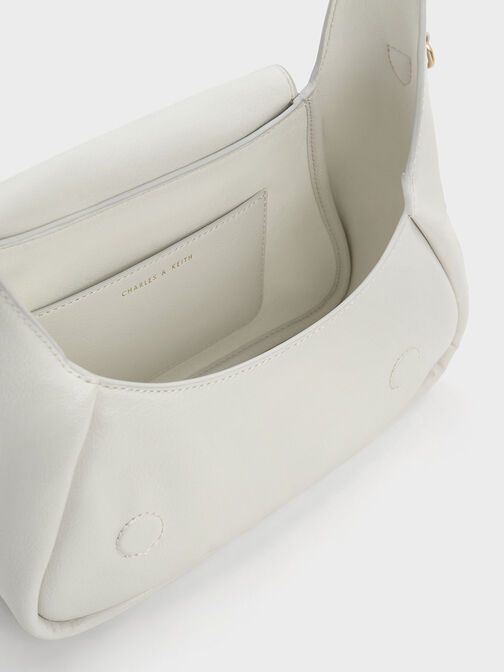 Buzz Front Flap Hobo Bag, White, hi-res