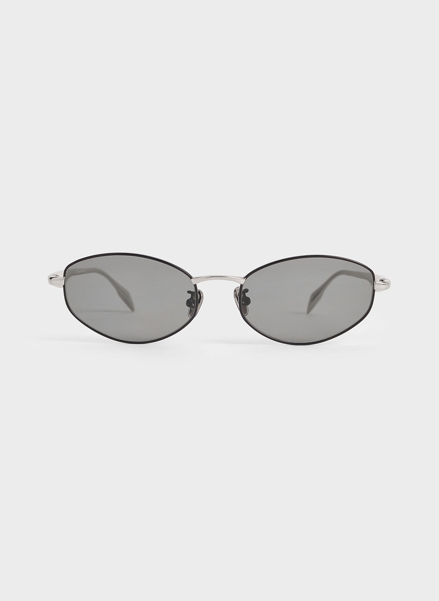 Crystal-Accent Oval Sunglasses, Noir, hi-res