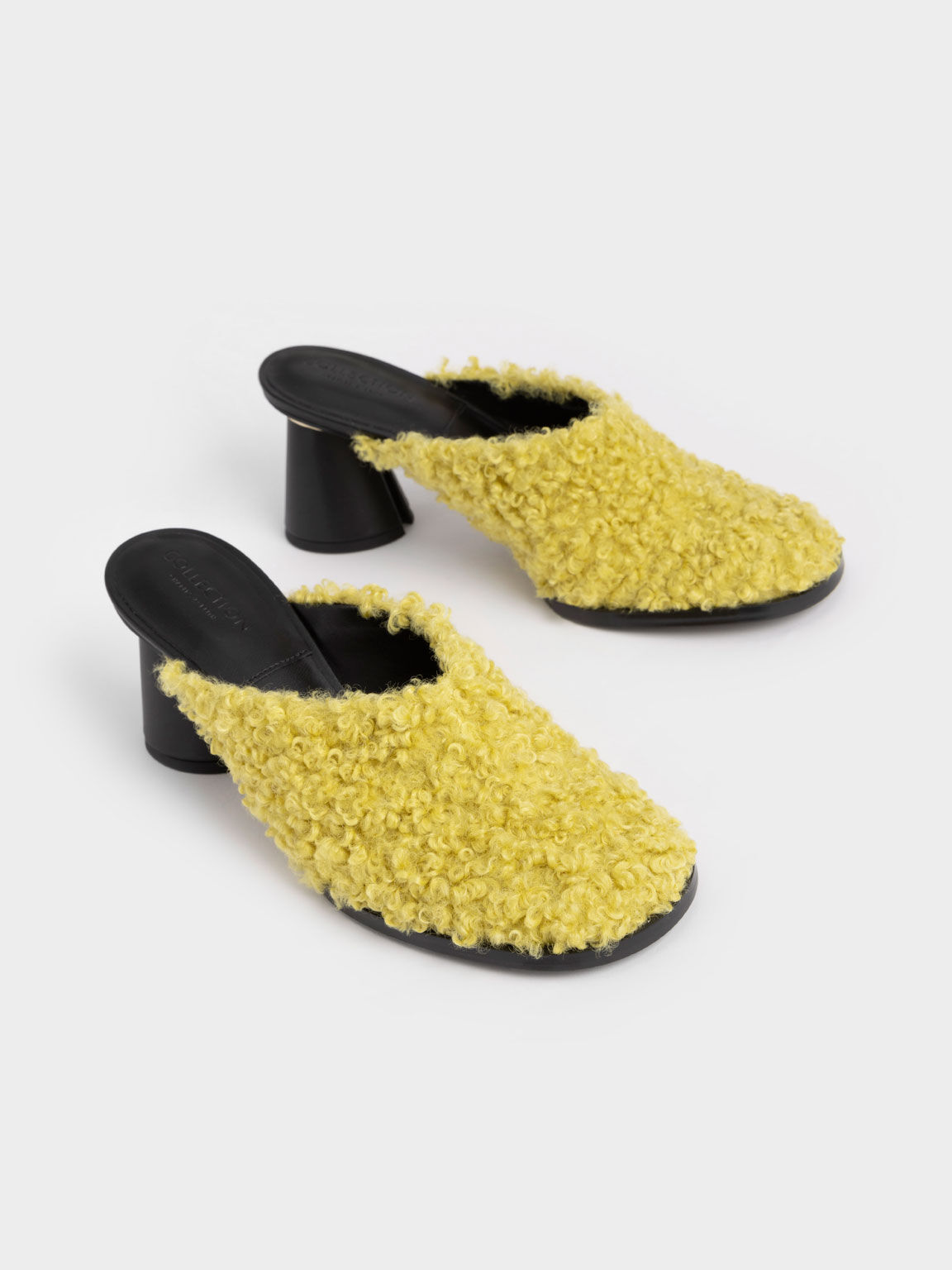 Medina Furry Cylindrical Heel Mules