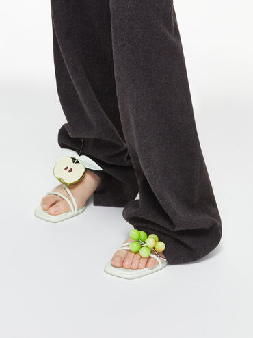 Strappy Tie-Around Sandals & Fruit Charms Set, Mint Sorbet, hi-res