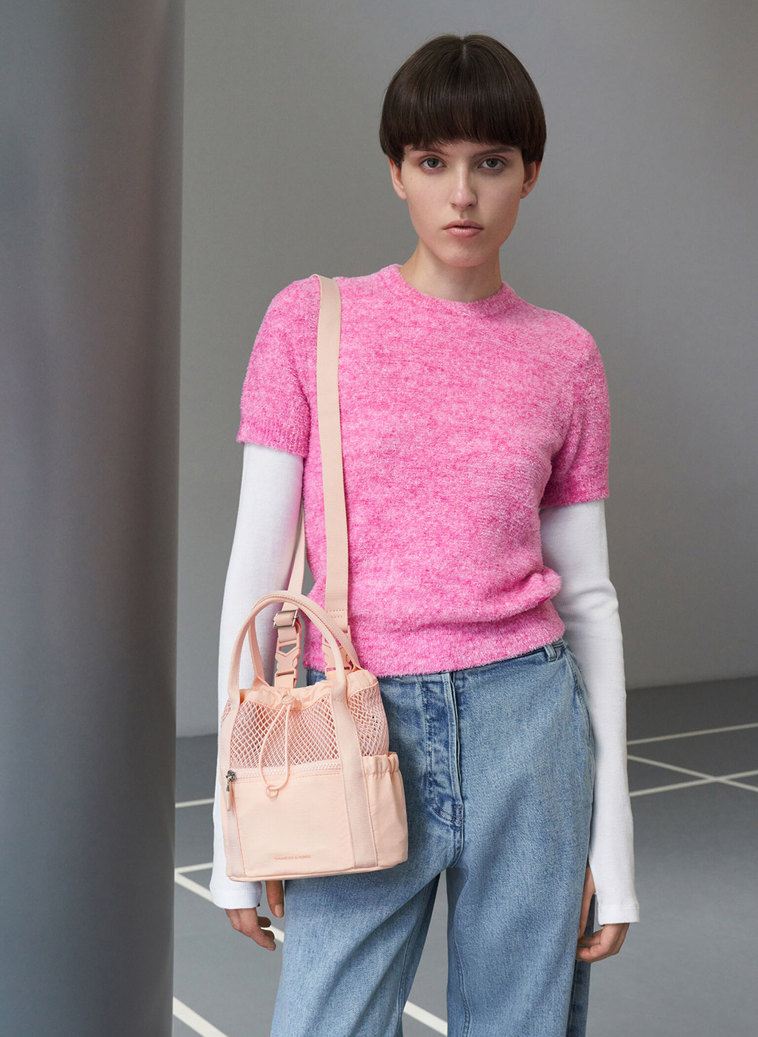 Terra Mesh & Nylon Multi-Way Bag, Light Pink, hi-res