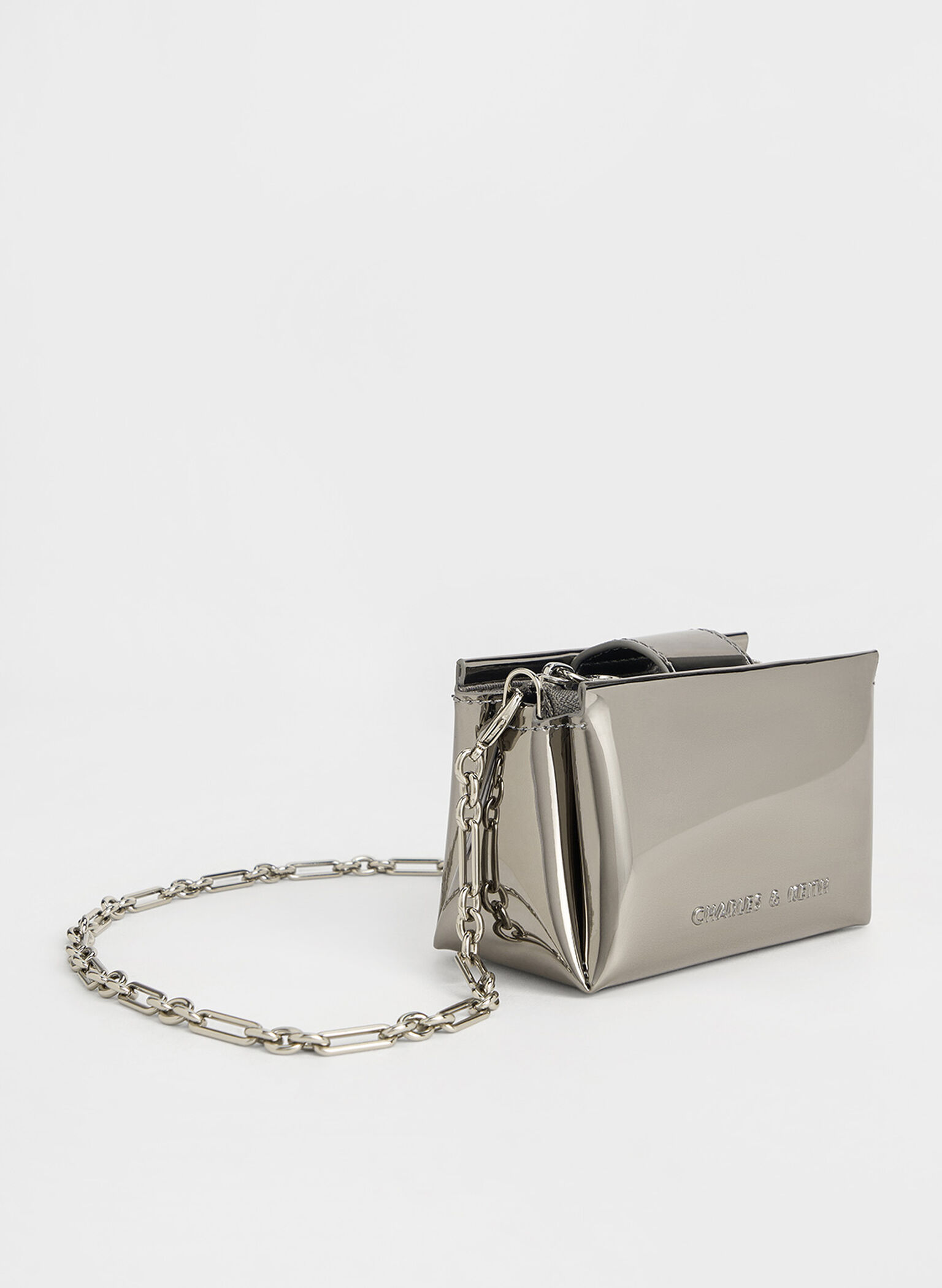 Bosie Metallic Top Handle Pouch, Pewter, hi-res