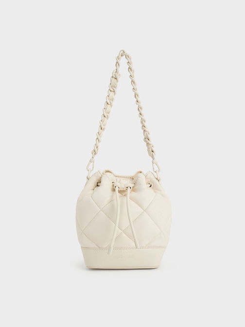 Lin Quilted Bucket Bag, Cream, hi-res