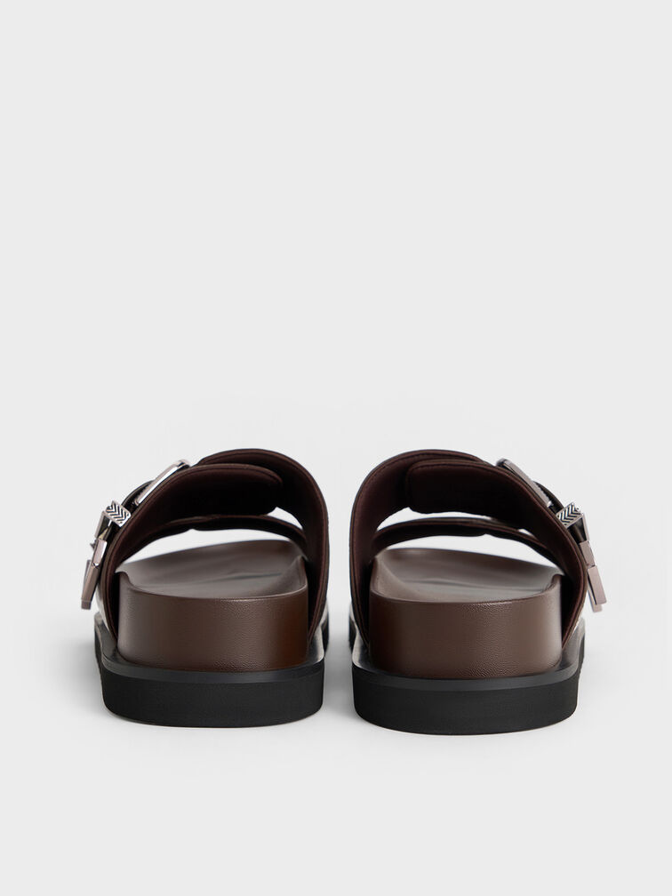 Kirke Buckled Double-Strap Sandals, Dark Brown, hi-res