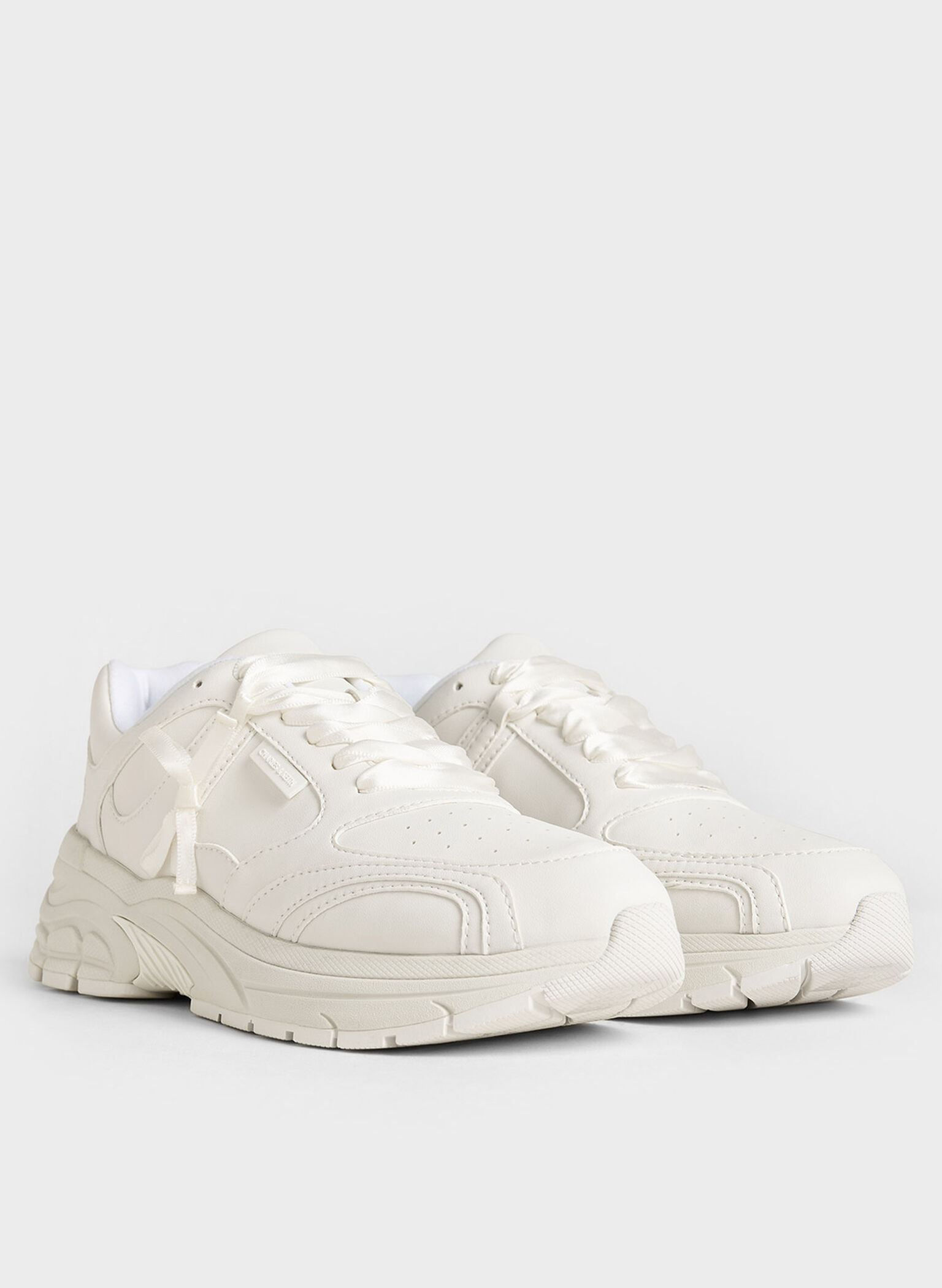 Lace-Up Chunky Sneakers, White, hi-res