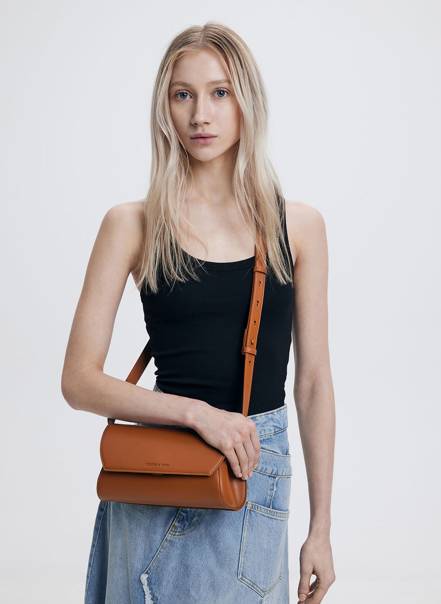 Cassiopeia Front Flap Shoulder Bag, Tan, hi-res