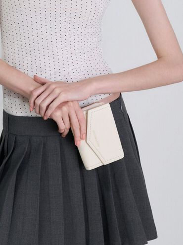 Stitch Trim Envelope Wallet, Cream, hi-res