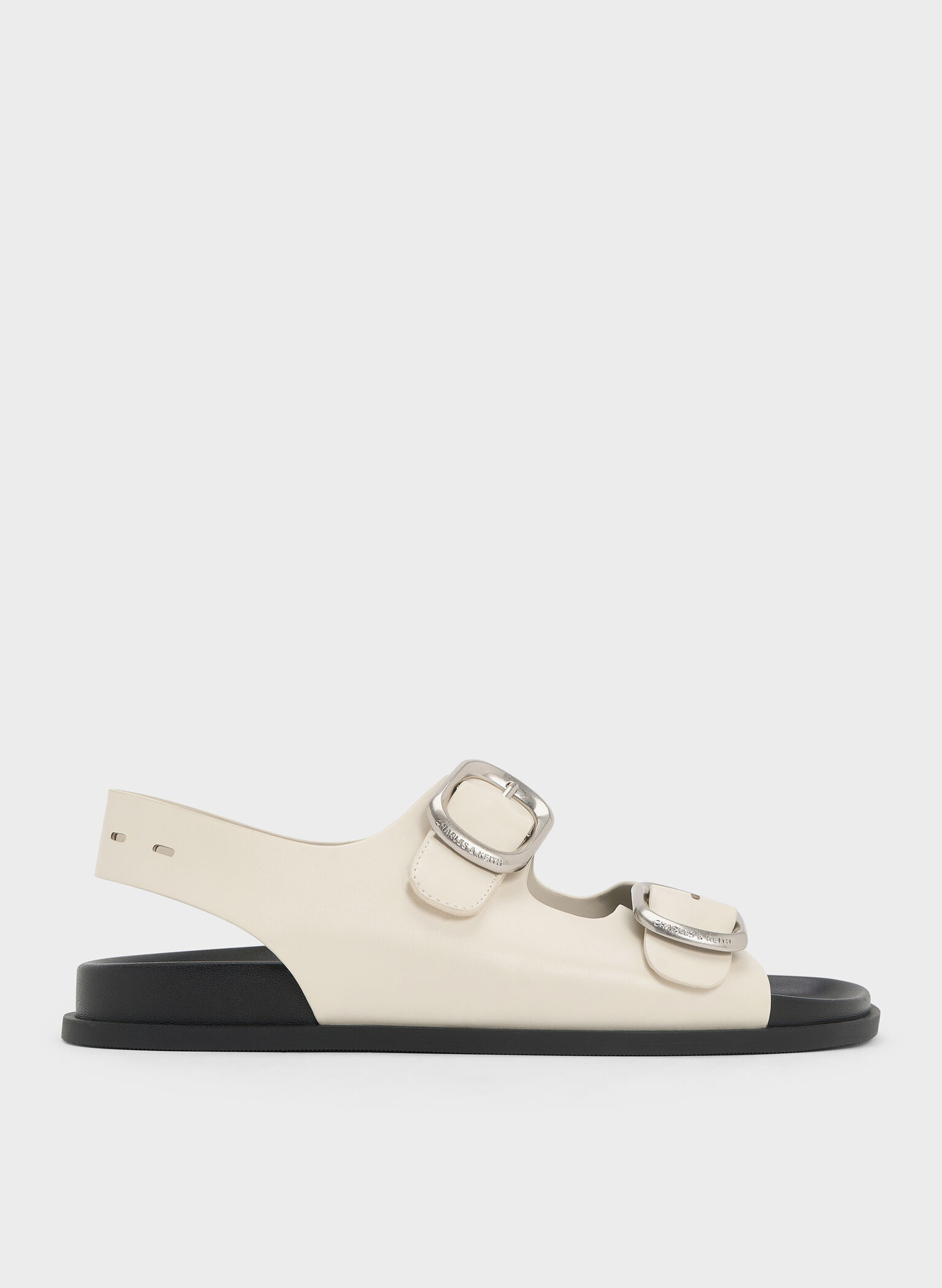 Buckled Double-Strap Slingback Sandals, Chalk, hi-res