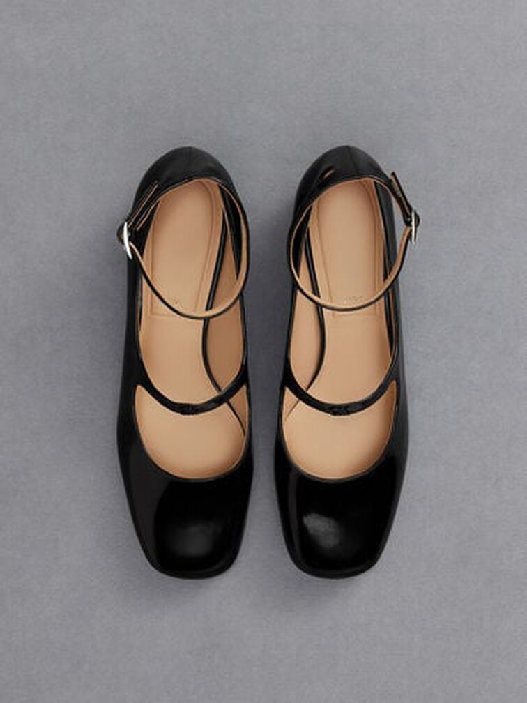 Claire Leather Mary Jane Pumps, Black Box, hi-res