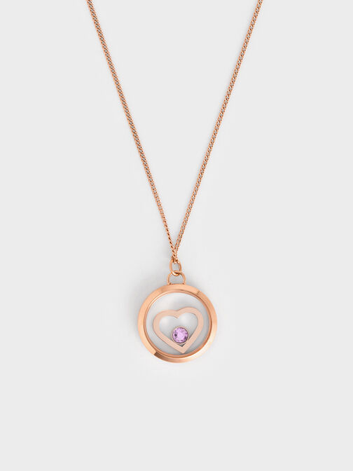 Malorie Crystal Heart Necklace, Rose Gold, hi-res