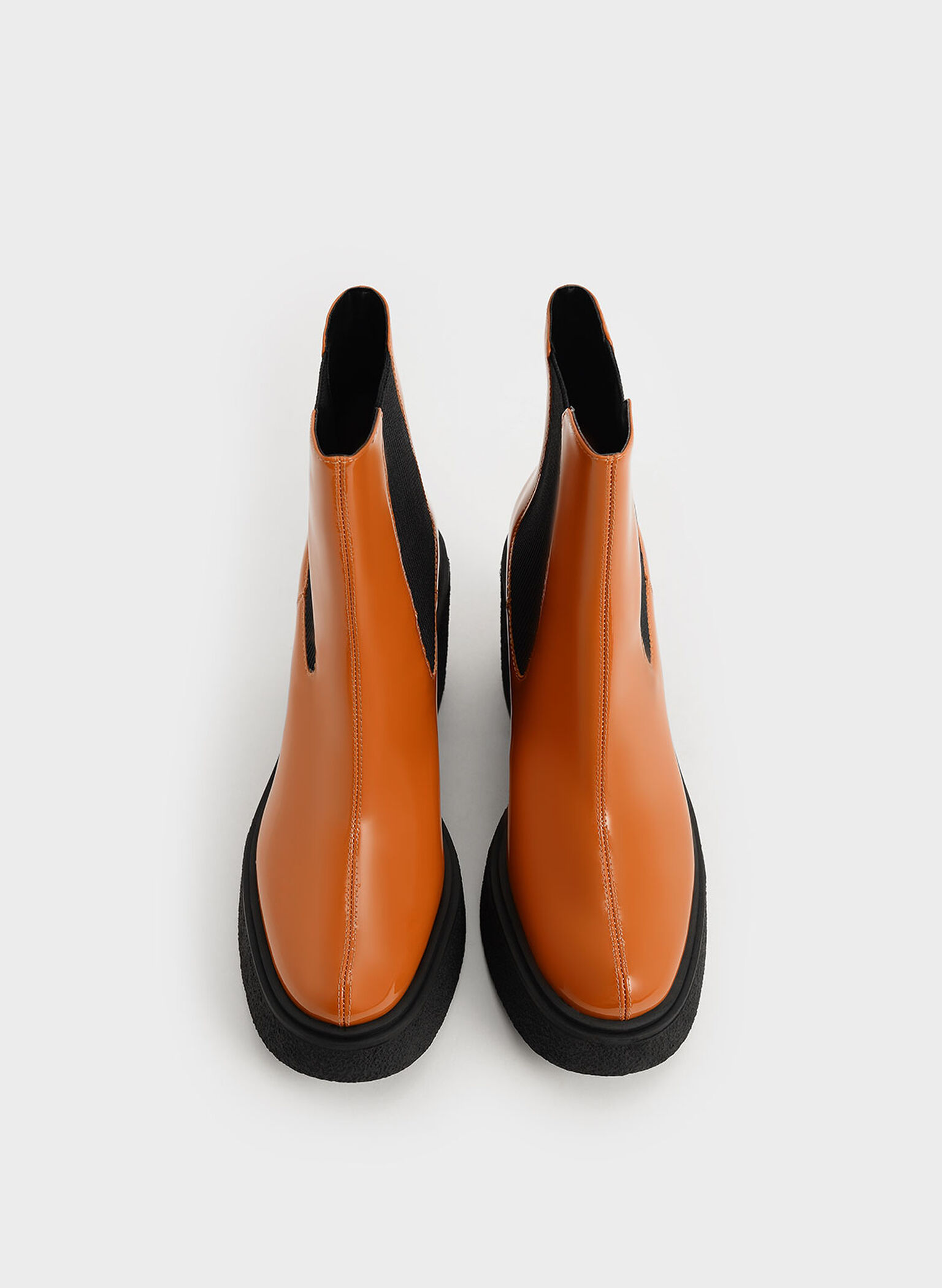 Odette Patent Leather Chelsea Platform Boots, Cognac, hi-res