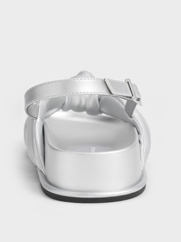 Rosetta Metallic Knotted Puffy Sandals, Silver, hi-res