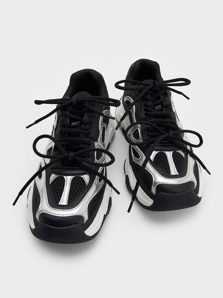 Gaskell Metallic Mesh Chunky Sneakers, Black, hi-res