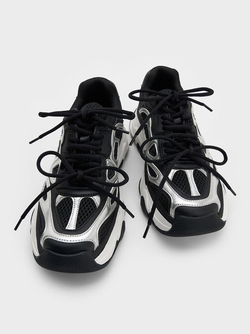 Gaskell Metallic Mesh Chunky Sneakers, Black, hi-res