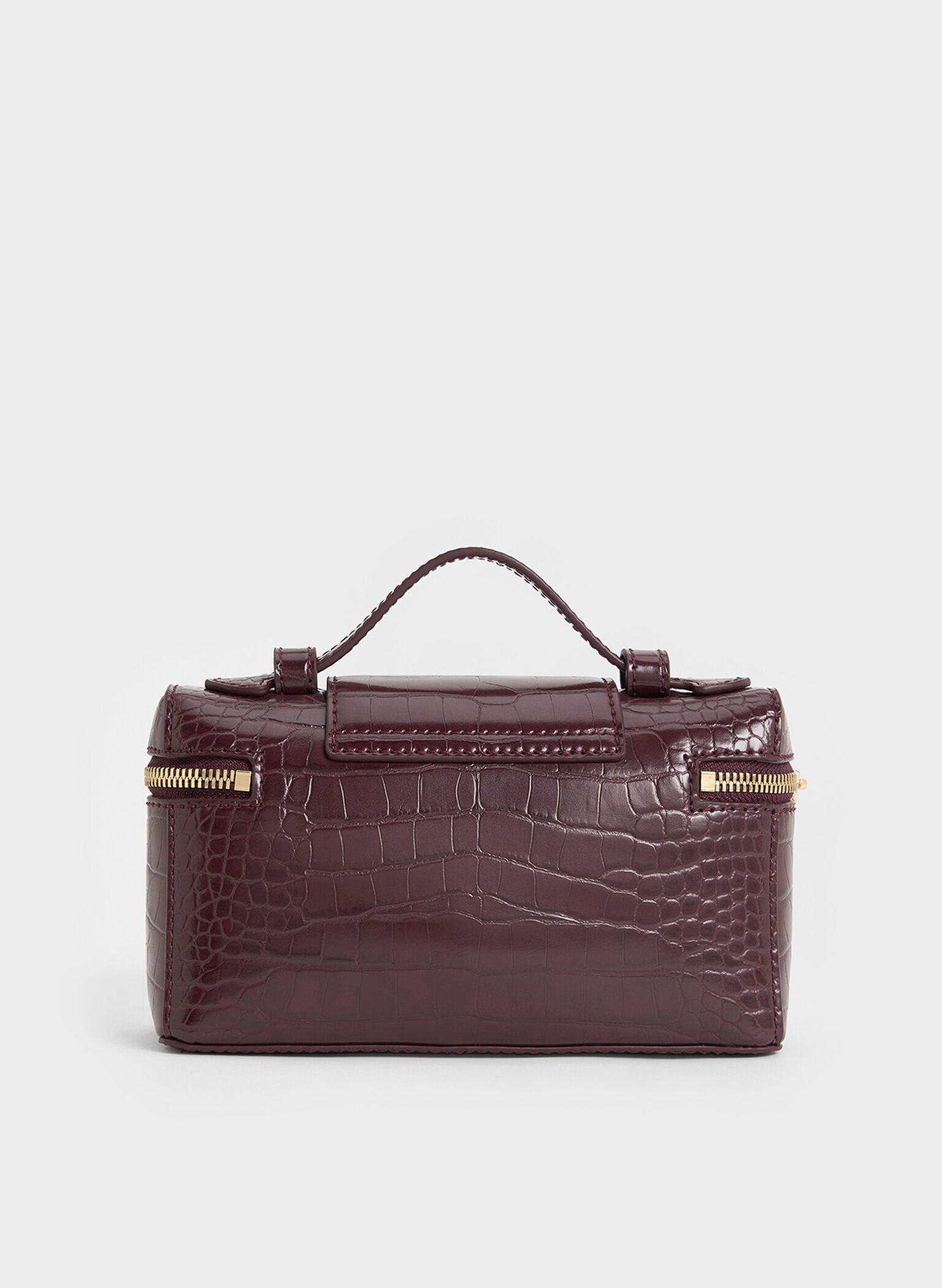 Arwen Croc-Effect Top Handle Vanity Bag, Burgundy, hi-res