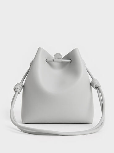 Leia Knotted Bucket Bag, Grey, hi-res