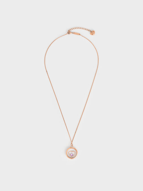 Malorie Crystal Heart Necklace, Rose Gold, hi-res