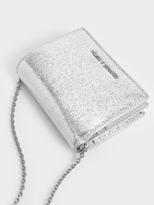 Cassia Metallic Card Holder, Silver, hi-res