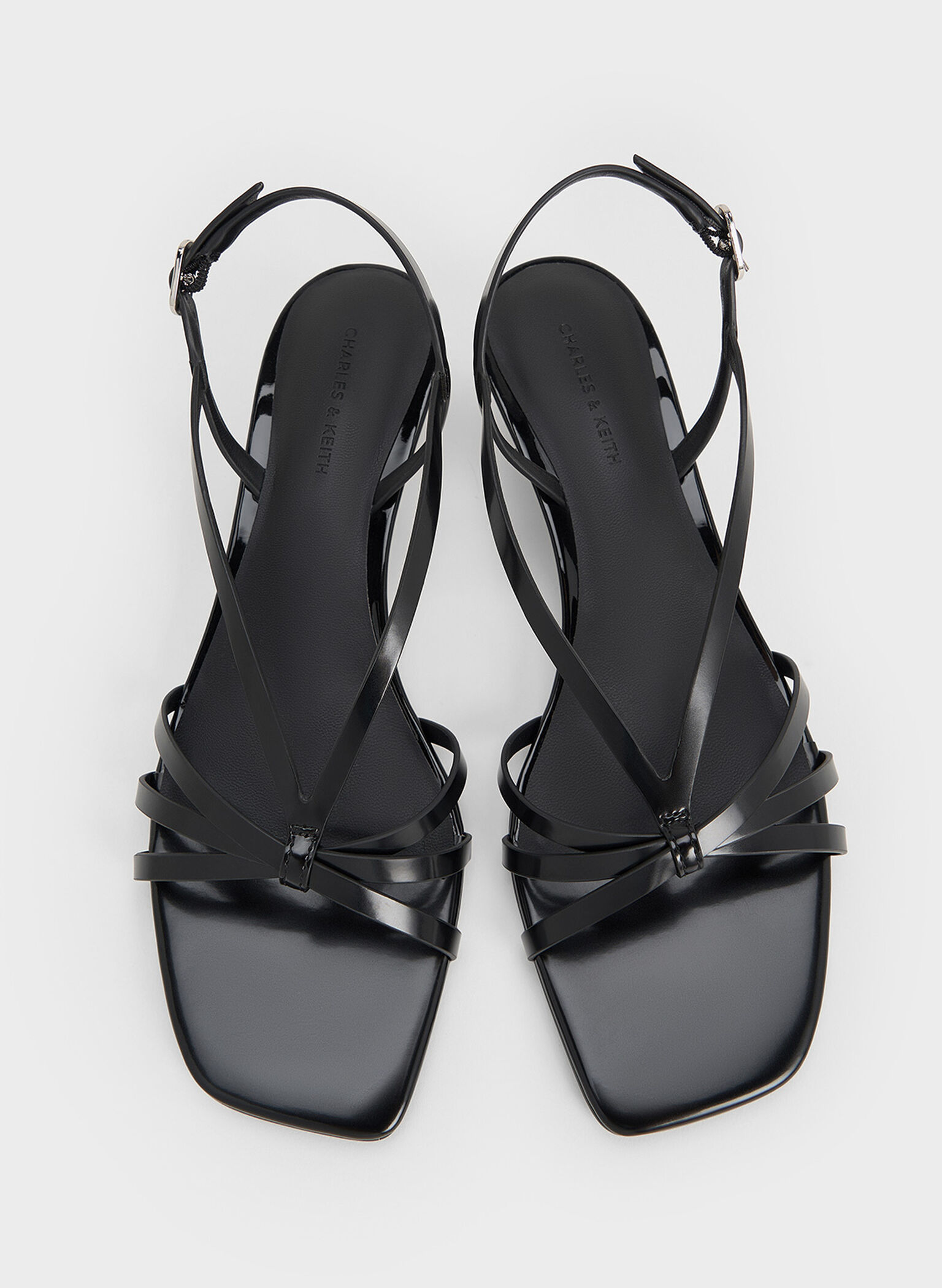 Strappy Kitten-Heel Sandals, Black Box, hi-res