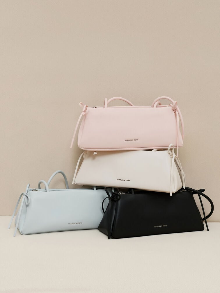 Hazel Bow Elongated Trapeze Shoulder Bag, Meringue White, hi-res