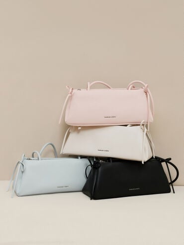 Hazel Bow Elongated Trapeze Shoulder Bag, Meringue White, hi-res
