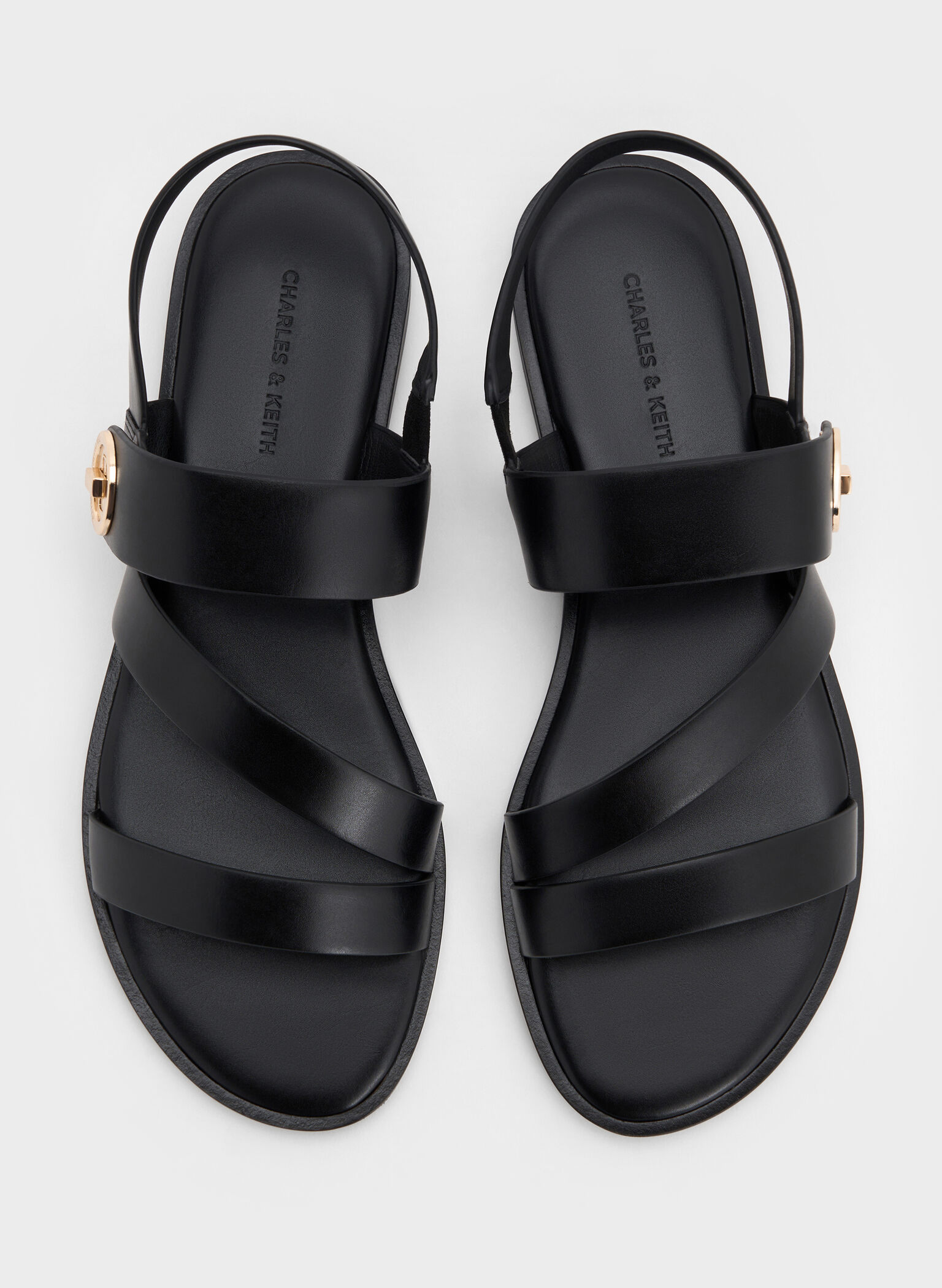 Yara Turn Lock Strappy Sandals, Black, hi-res