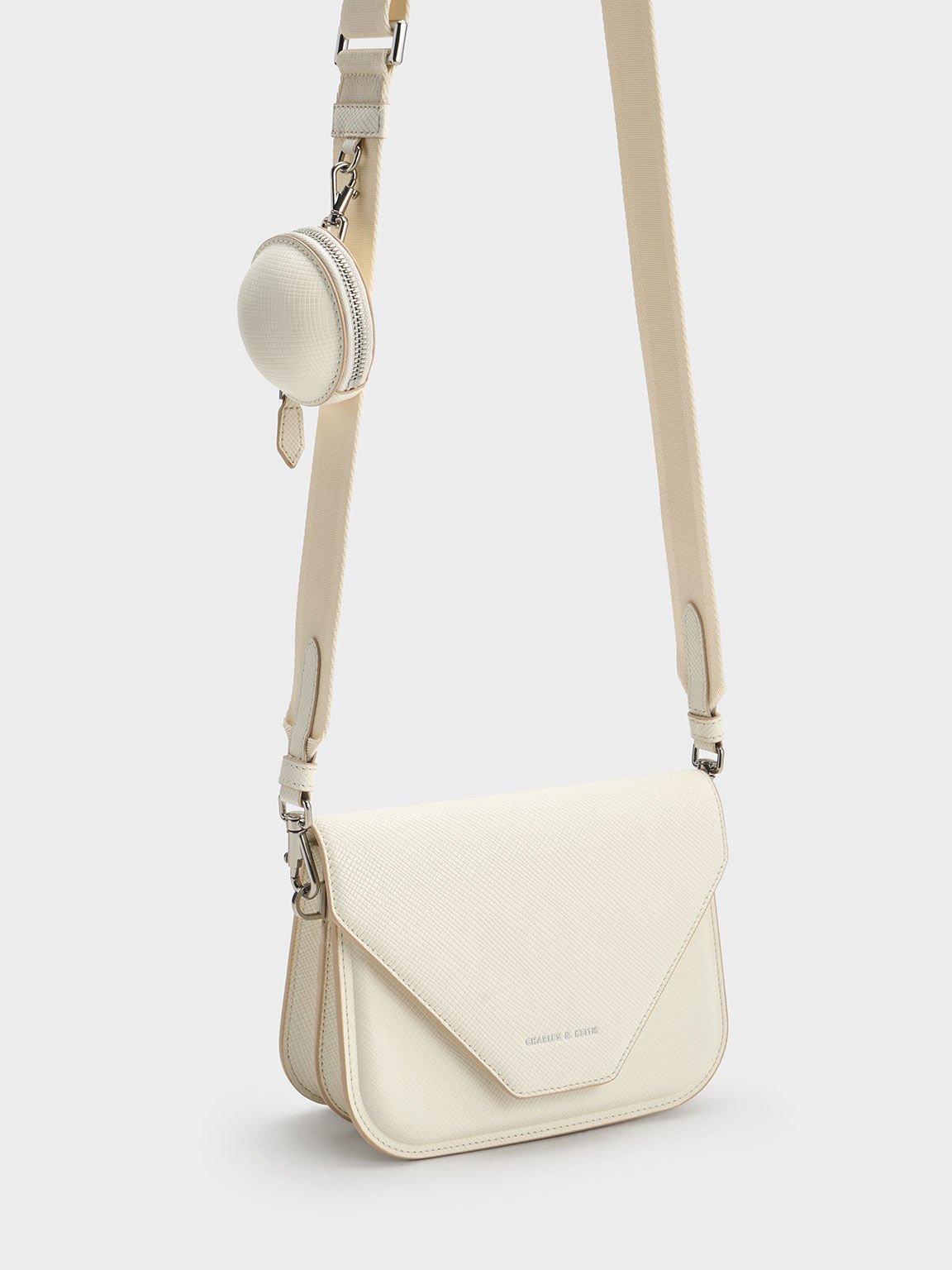 Cream Kay Front Flap Crossbody Bag CHARLES KEITH UK