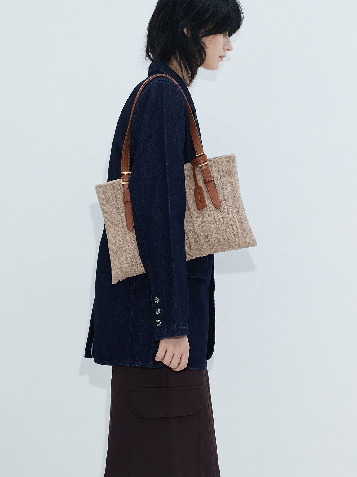 Charles & keith textured tote bag deals