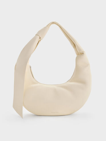 Toni Knotted Crescent Hobo Bag, Chalk, hi-res