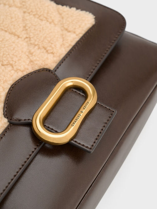 Daki Quilted-Fur Shoulder Bag, Multi, hi-res