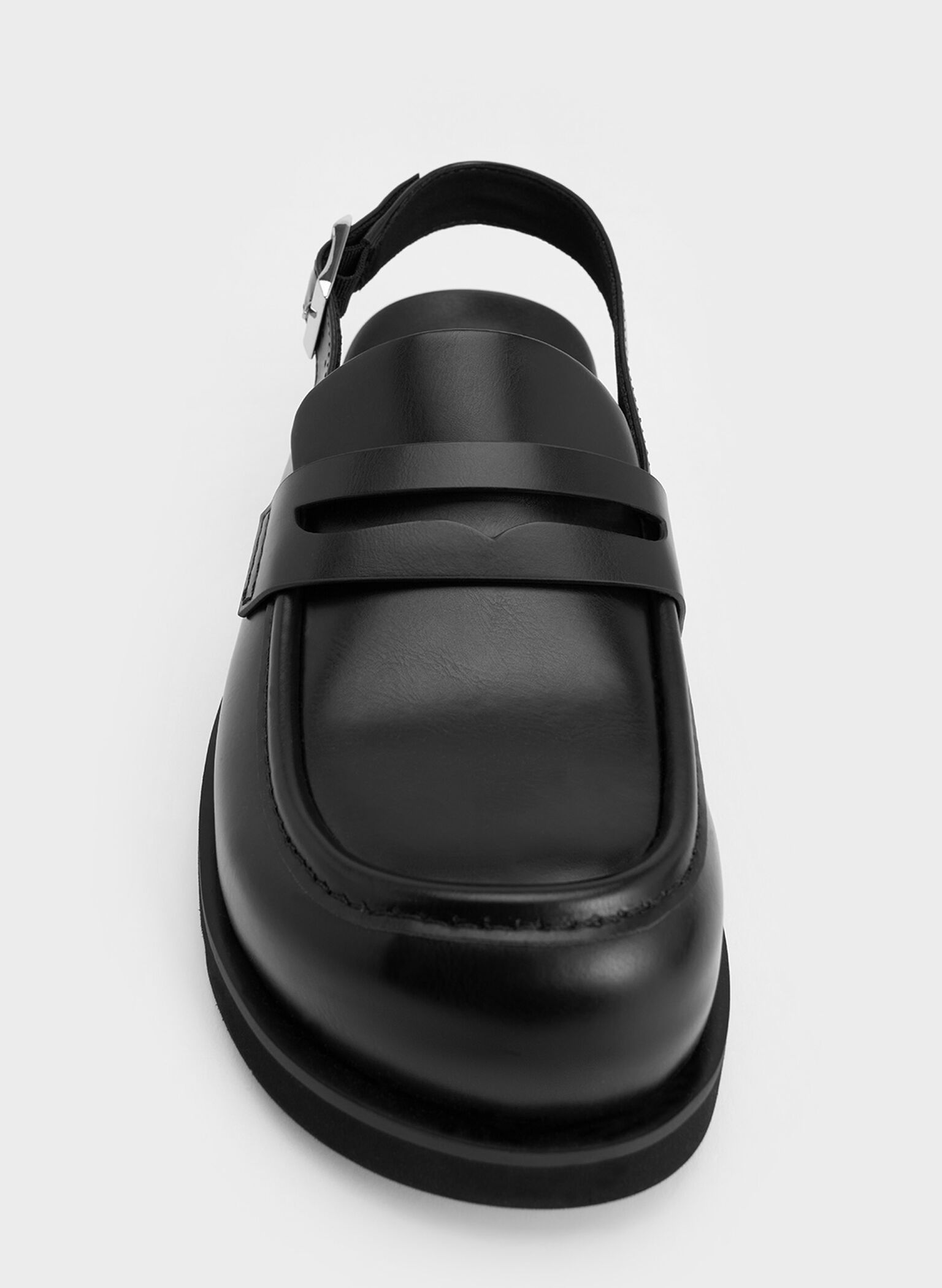 Slingback Penny Loafers, Black, hi-res