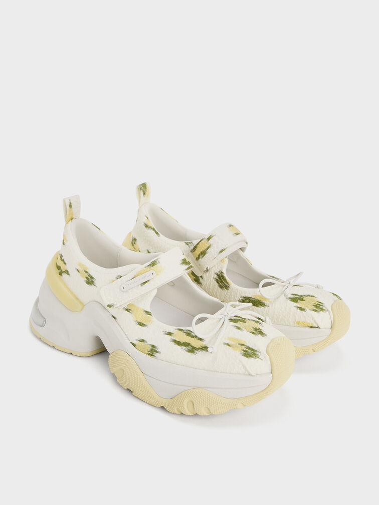Floral-Print Bow Mary Jane Sneakers, Multi, hi-res