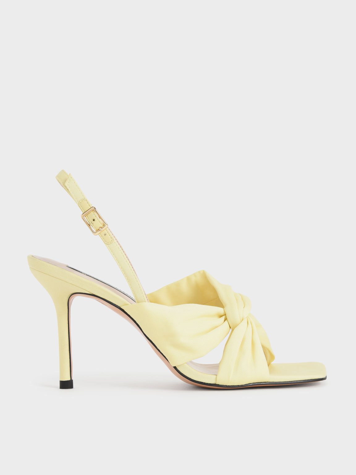 Cotton Knotted Slingback Sandals, Yellow, hi-res