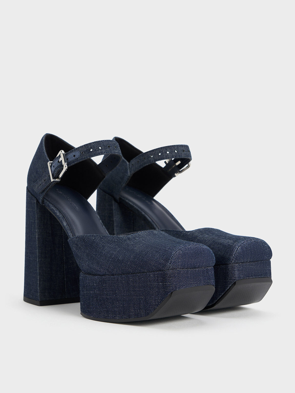 Navy blue platform pumps top