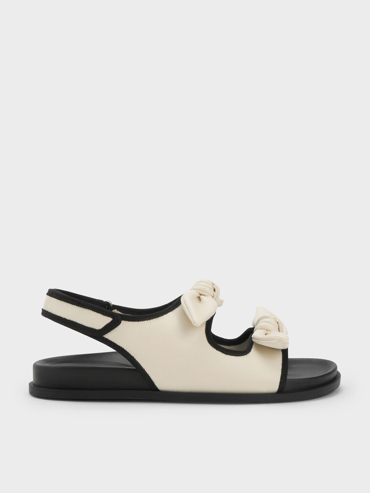 Knotted-Bow Double-Strap Slingback Sandals, Chalk, hi-res