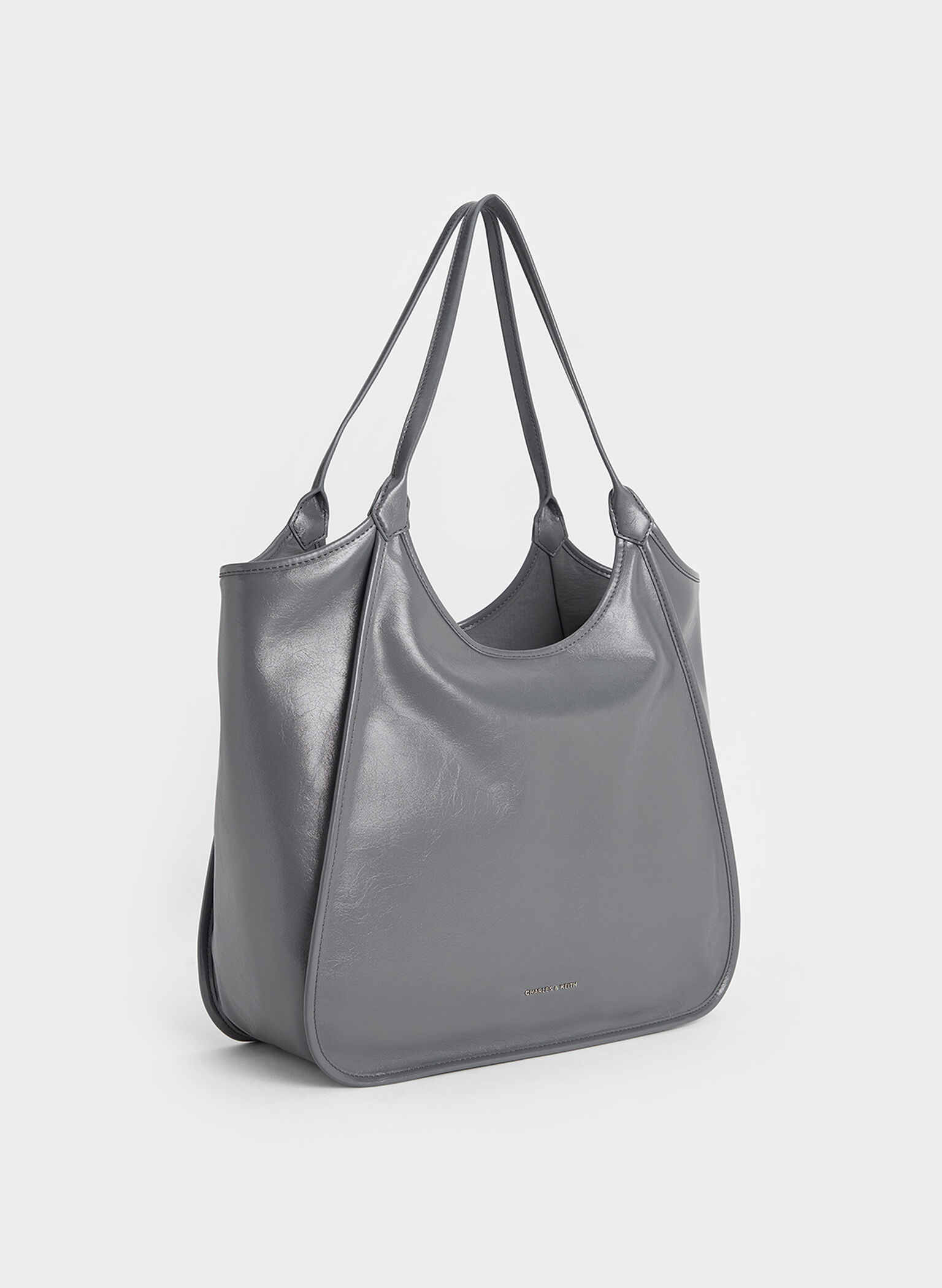 Sianna Crinkle-Effect Slouchy Tote Bag, Grey, hi-res