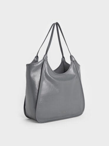 Sianna Crinkle-Effect Slouchy Tote Bag, Grey, hi-res